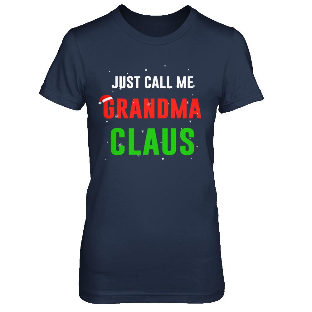 Santa Grandma Claus Matching Family Christmas Pajamas-T-Shirt & Sweatshirt-Women's T-Shirt-Navy