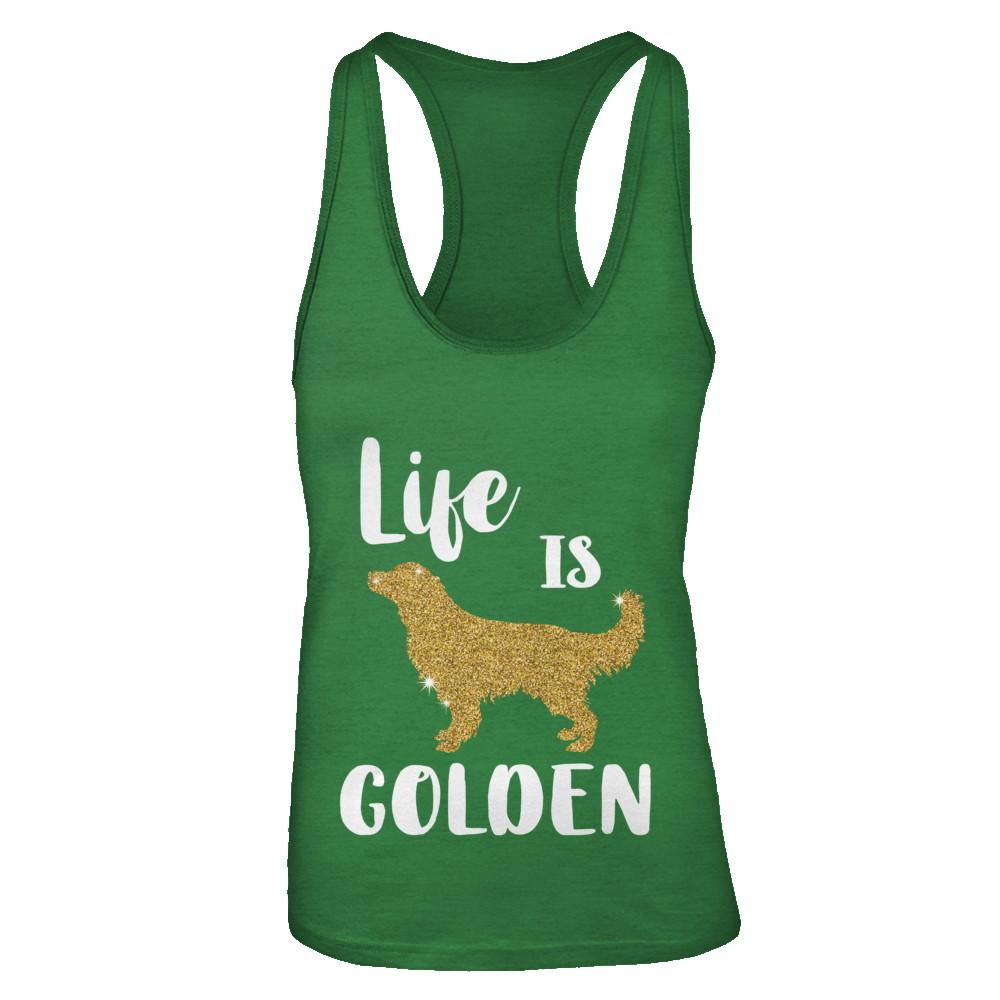 Life Is Golden Retriever-T-Shirt & Tank Top-Women's Ideal Racerback Tank-Kelly Green