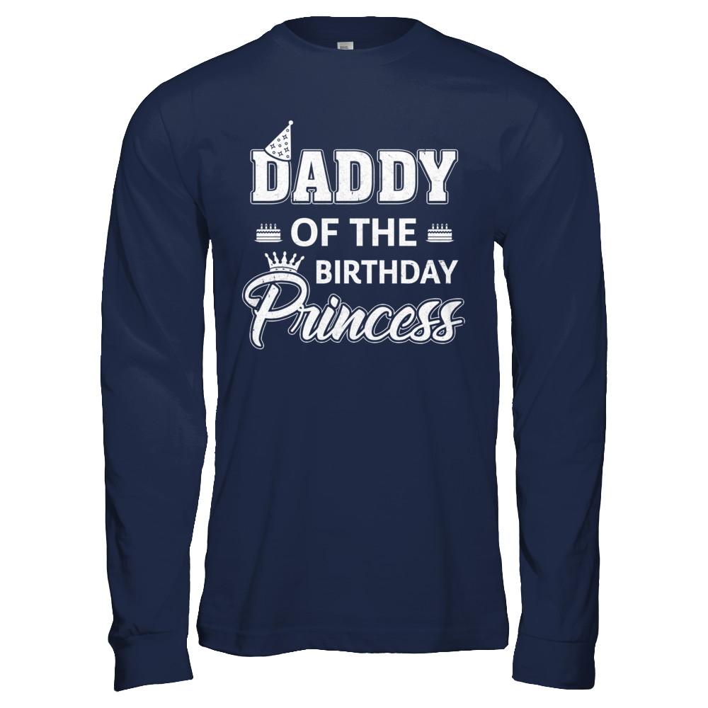 Daddy Of The Birthday Princess Fathers Day-T-Shirt & Hoodie-Long Sleeve T-Shirt-Navy