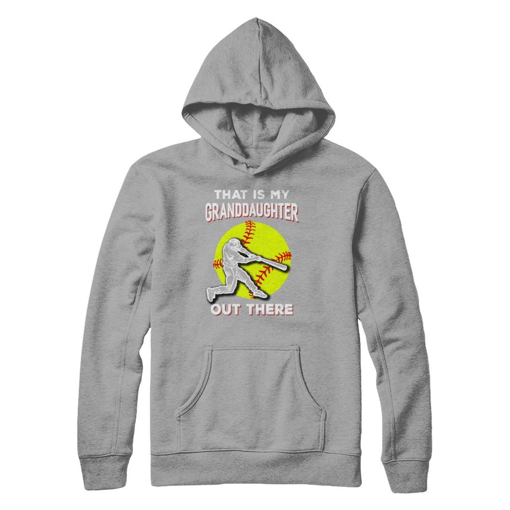 That's My Granddaughter Out There Softball Grandma Papa-T-Shirt & Hoodie-Pullover Hoodie-Light Steel