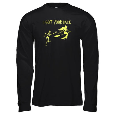 Funny Witch Skeleton Halloween I Got Your Back-T-Shirt & Tank Top-Long Sleeve T-Shirt-Black