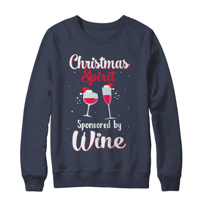 Holiday Party Christmas Spirit Sponsored By Wine-T-Shirt & Sweatshirt-Crewneck Sweatshirt-Navy