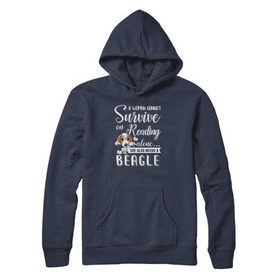 A Woman Cannot Survive On Reading Alone Beagle-T-Shirt & Tank Top-Pullover Hoodie-Navy