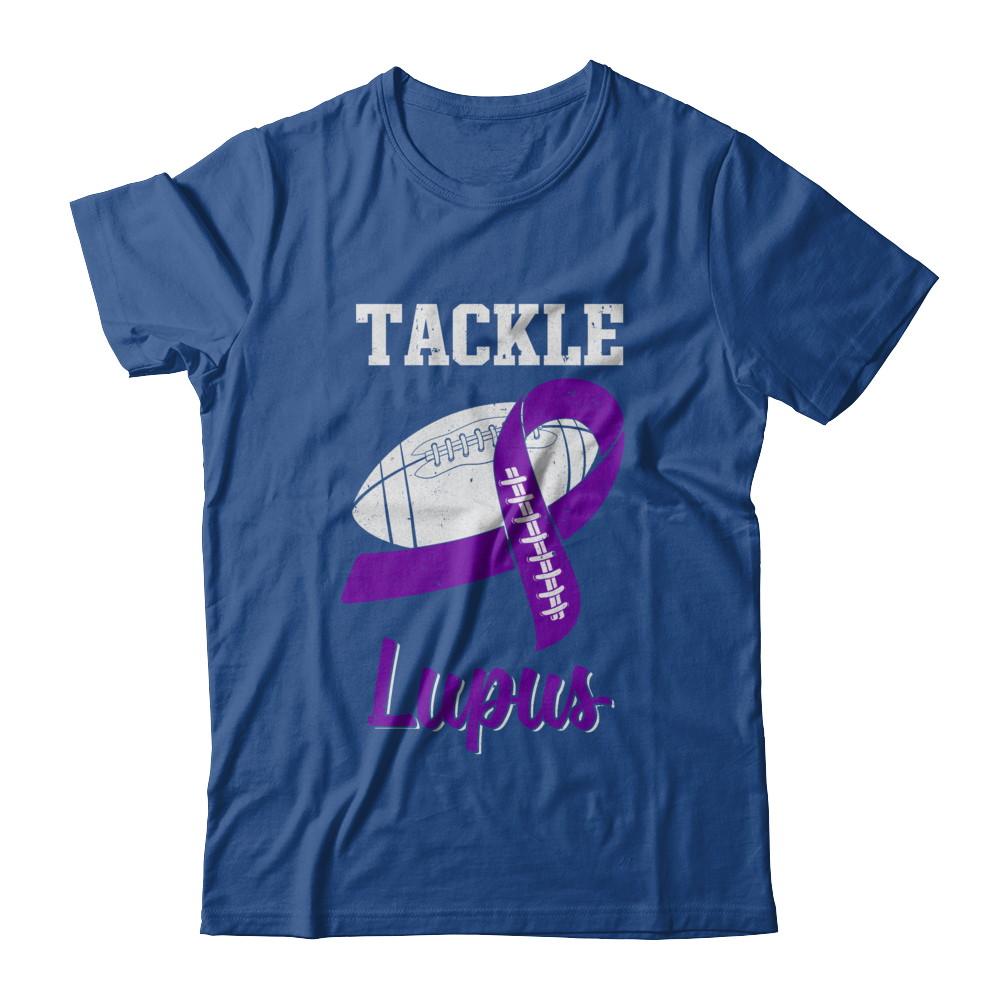 Football Survivor Tackle Purple Lupus Awareness-T-Shirt & Hoodie-Classic T-Shirt-Royal