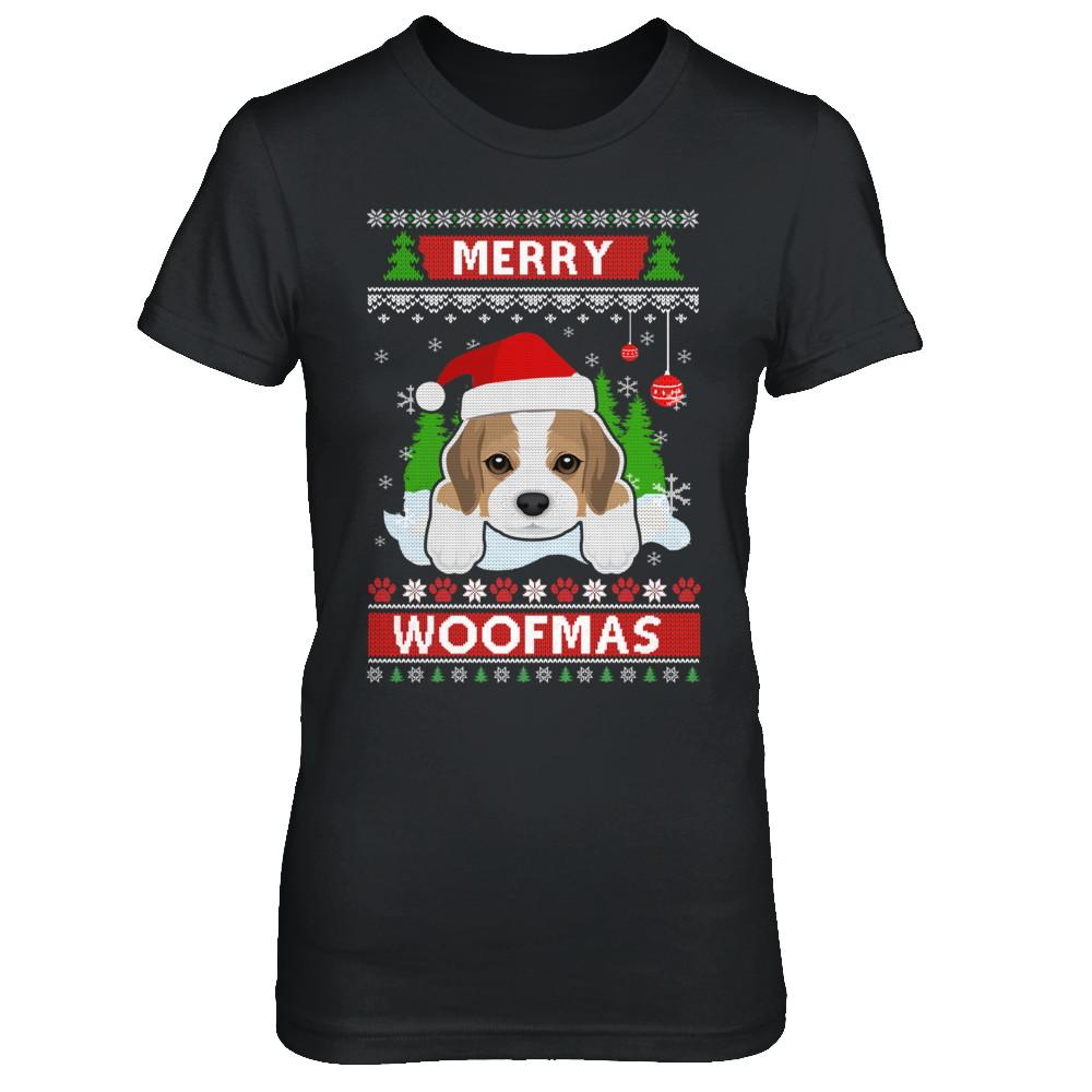 Beagle Merry Woofmas Ugly Christmas Sweater-T-Shirt & Sweatshirt-Women's T-Shirt-Black