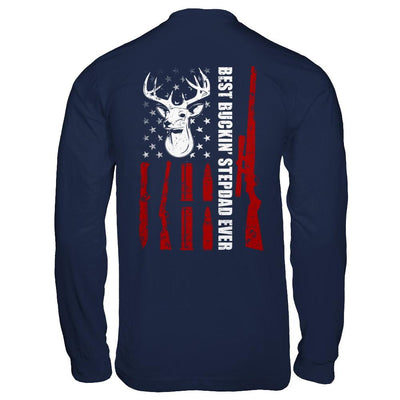 Best Buckin' Stepfather Ever Deer Hunting Stepdad Fathers Day-T-Shirt & Hoodie-Long Sleeve T-Shirt-Navy