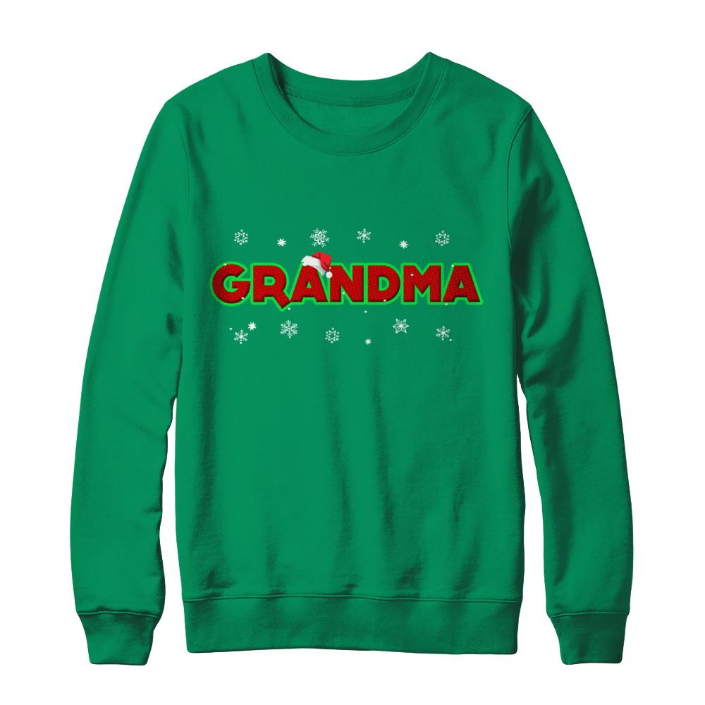 Grandma Christmas Santa Ugly Sweater Gift-T-Shirt & Sweatshirt-Crewneck Sweatshirt-Irish Green