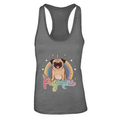 Rainbow Pugicorn Pug Unicorn For Kids-T-Shirt & Tank Top-Women's Ideal Racerback Tank-Dark Grey