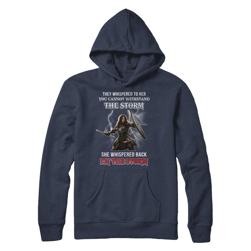Knight Female She Whispered Back I Am The Storm-T-Shirt & Hoodie-Pullover Hoodie-Navy