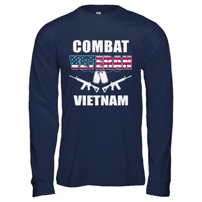Combat Veteran Vietnam-T-Shirt & Hoodie-Long Sleeve T-Shirt-Navy
