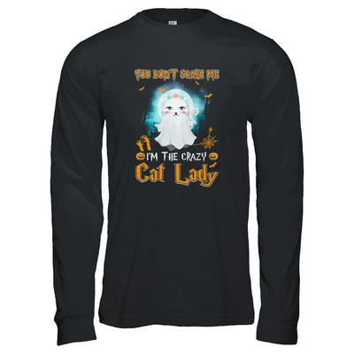 You Don't Scare Me I'm A Crazy Cat Lady Ghost Halloween-T-Shirt & Tank Top-Long Sleeve T-Shirt-Black