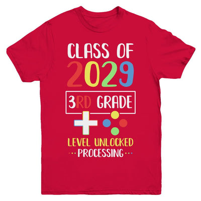 Class Of 2029 3rd Grade Level Unlock Gaming Back Go School Youth-Youth Shirt-Youth T-Shirt-Red