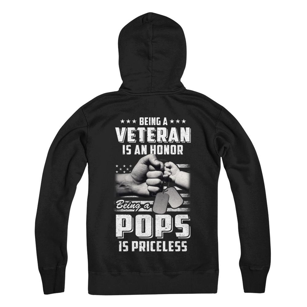 Being A Veteran Is An Honor Being A Pops Is Priceless-T-Shirt & Hoodie-Pullover Hoodie-Black