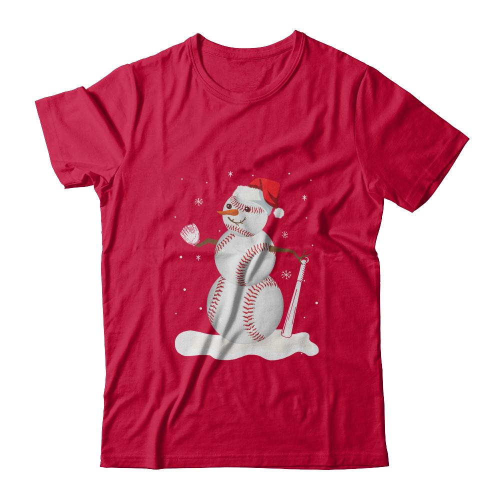 Christmas Baseball Snowman Christmas-T-Shirt & Sweatshirt-Classic T-Shirt-Red