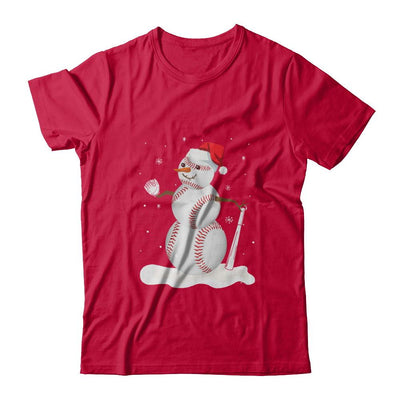 Christmas Baseball Snowman Christmas-T-Shirt & Sweatshirt-Classic T-Shirt-Red