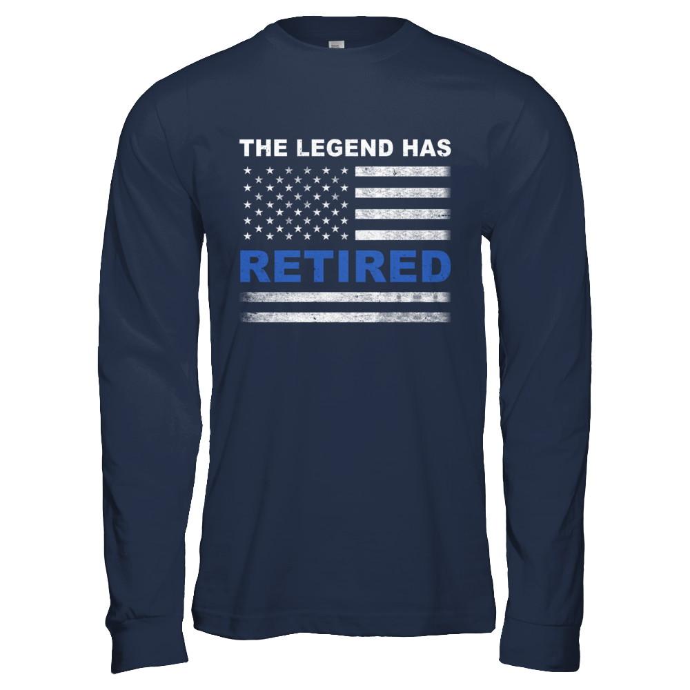 The Legend Has Retired Police Officer Retirement Gift-T-Shirt & Hoodie-Long Sleeve T-Shirt-Navy