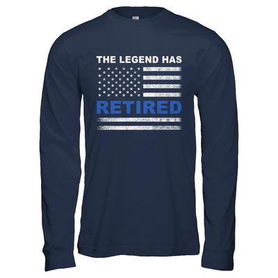 The Legend Has Retired Police Officer Retirement Gift-T-Shirt & Hoodie-Long Sleeve T-Shirt-Navy