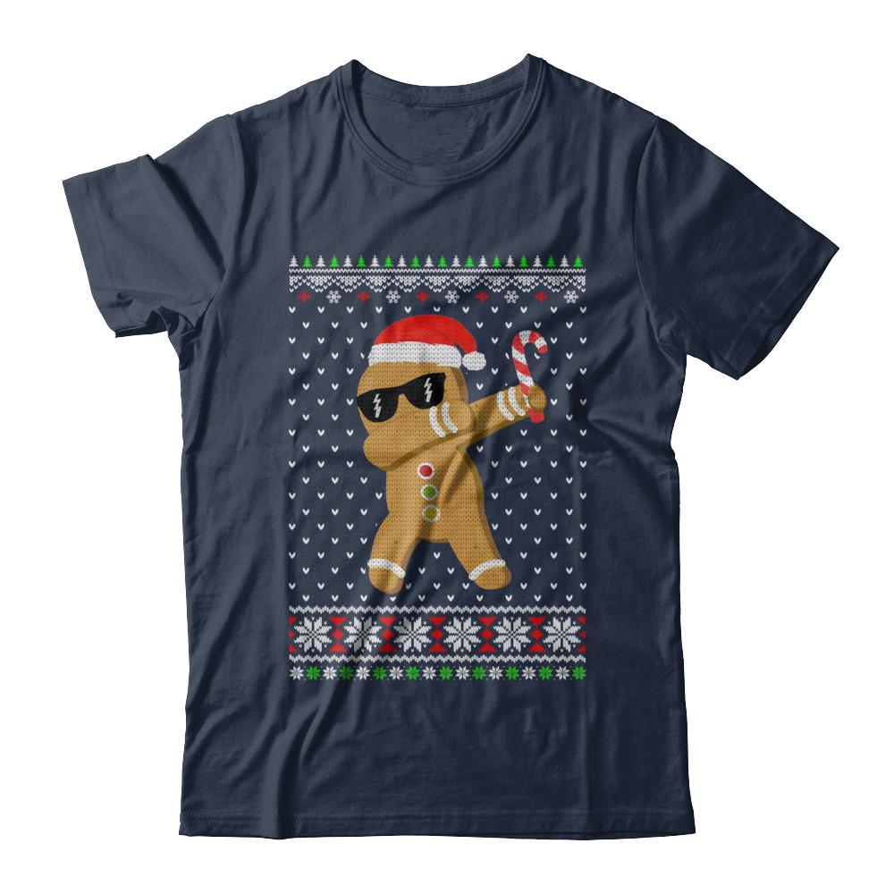 Dabbing Gingerbread Man Ugly Christmas Sweater-T-Shirt & Sweatshirt-Classic T-Shirt-Navy