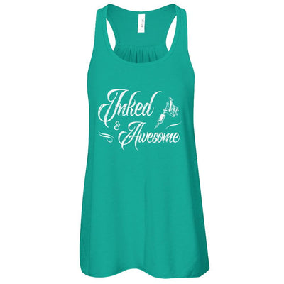 Inked And Awesome Tattooed Tattoos-T-Shirt & Tank Top-Women's Flowy Racerback Tank-Kelly