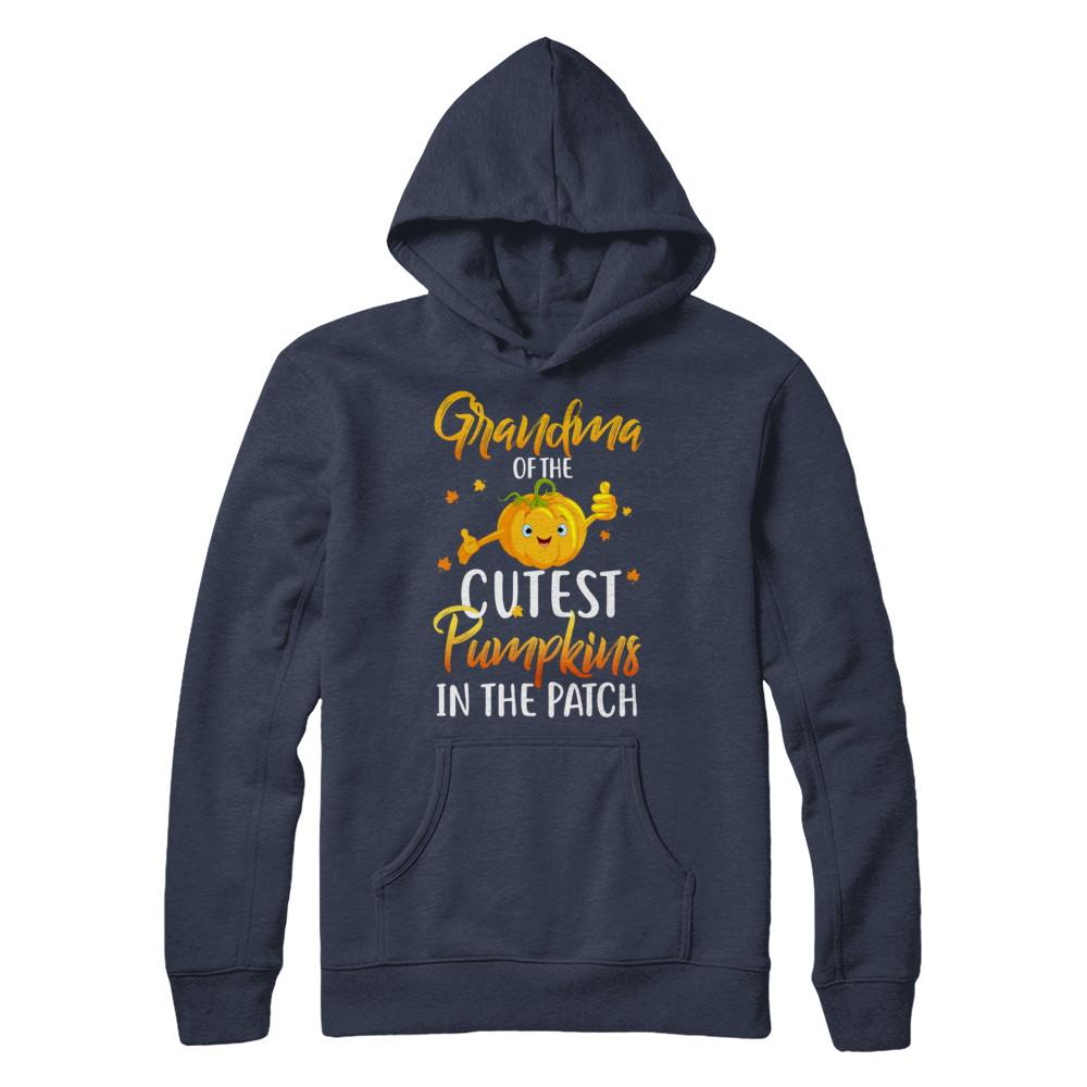 Halloween Grandma Of Cutest Pumpkins In The Patch-T-Shirt & Hoodie-Pullover Hoodie-Navy