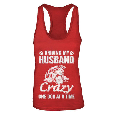 Driving My Husband Crazy One Dog At A Time Car Wife Gift-T-Shirt & Tank Top-Women's Ideal Racerback Tank-Red
