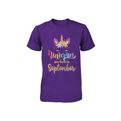 Cute Unicorns Are Born In September Birthday Gift Youth-Youth Shirt-
