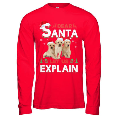 Dear Santa Funny Yellow Labrador Puppies Christmas Gift-T-Shirt & Hoodie-Long Sleeve T-Shirt-Red