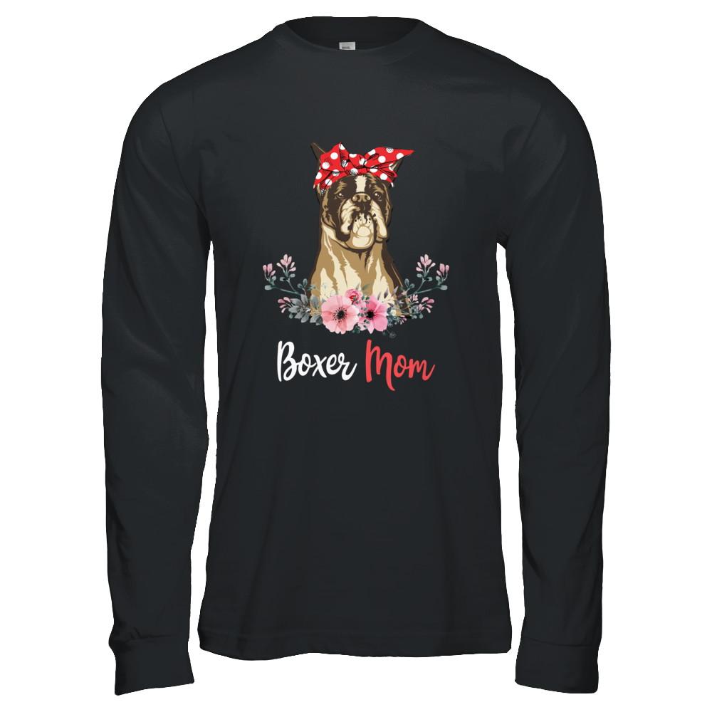 Boxer Mom Gift For Women Dog Lover-T-Shirt & Hoodie-Long Sleeve T-Shirt-Black
