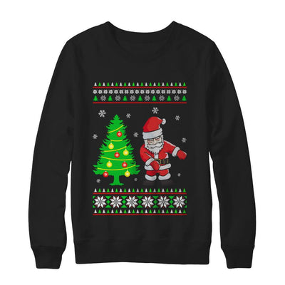 Floss Dance Flossing Santa Christmas Ugly Sweater-T-Shirt & Sweatshirt-Crewneck Sweatshirt-Black