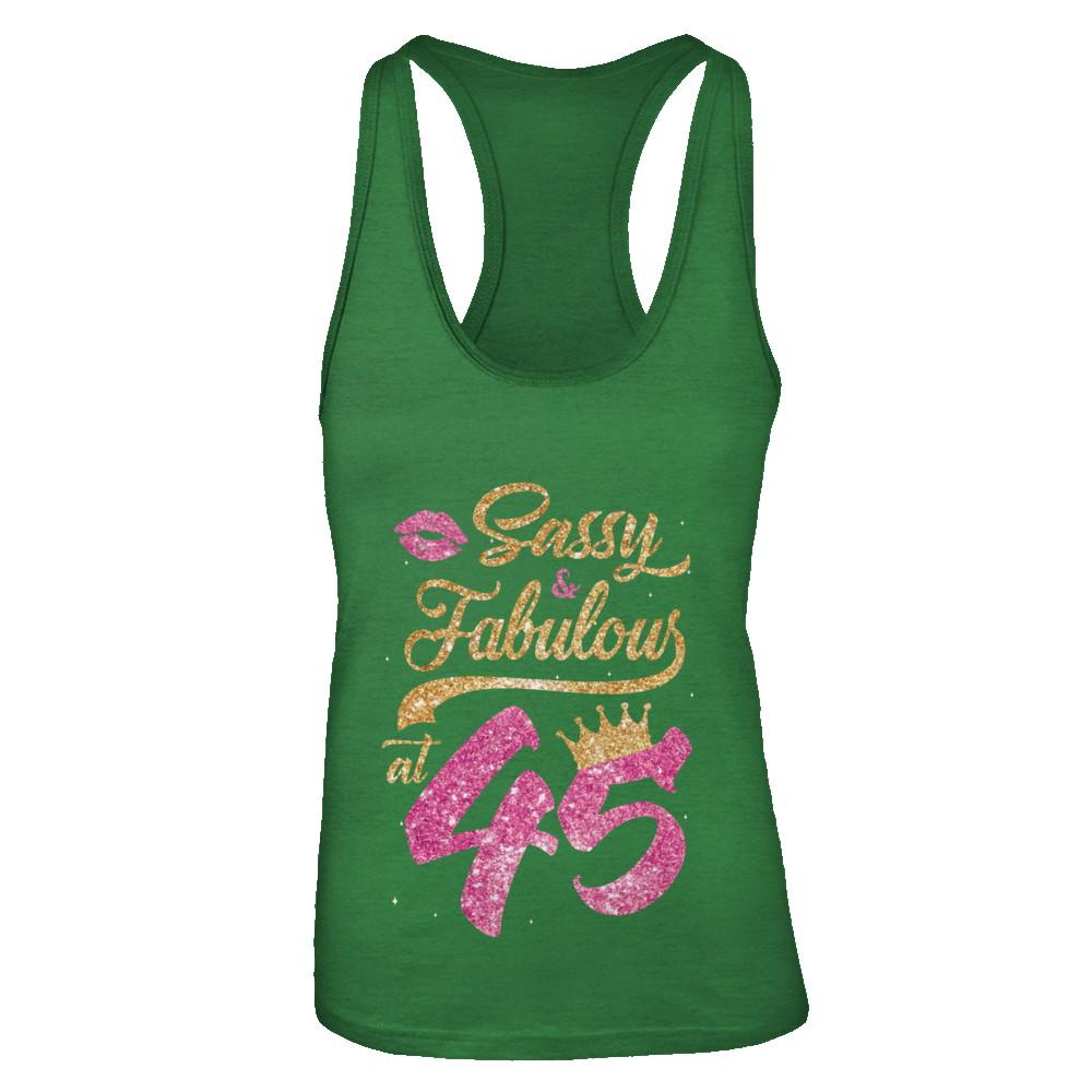 Sassy And Fabulous At 45th 1976 Birthday Gift-T-Shirt & Tank Top-Women's Ideal Racerback Tank-Kelly Green