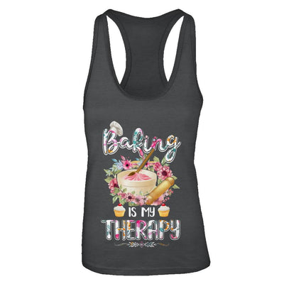 Baking Is My Therapy-T-Shirt & Tank Top-Women's Ideal Racerback Tank-Black