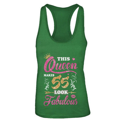 This Queen Makes 55 Look Fabulous 1966 55th Birthday-T-Shirt & Tank Top-Women's Ideal Racerback Tank-Kelly Green