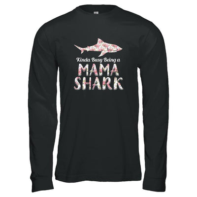 Mama Shark Kinda Busy Being A Mamashark-T-Shirt & Tank Top-Long Sleeve T-Shirt-Black