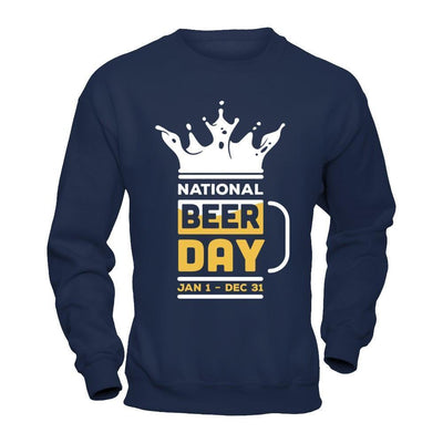 National Beer Day Jan 1 Dec 31-T-Shirt & Hoodie-Crewneck Sweatshirt-Navy