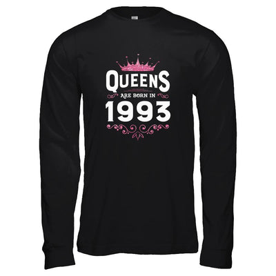 Queens Are Born In 1993 Birthday Gift-T-Shirt & Tank Top-Long Sleeve T-Shirt-Black