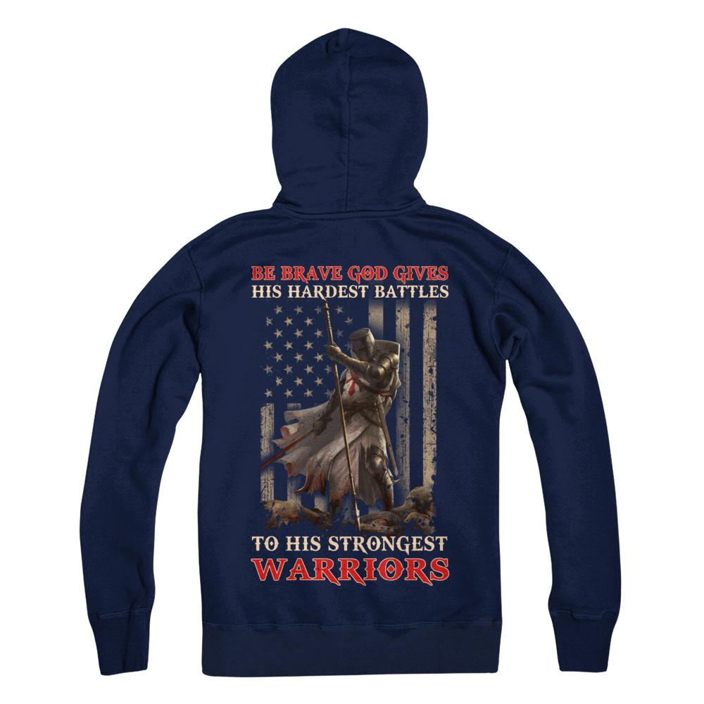 God Gives His Hardest Battles To His Strongest Warrior-T-Shirt & Hoodie-Pullover Hoodie-Navy