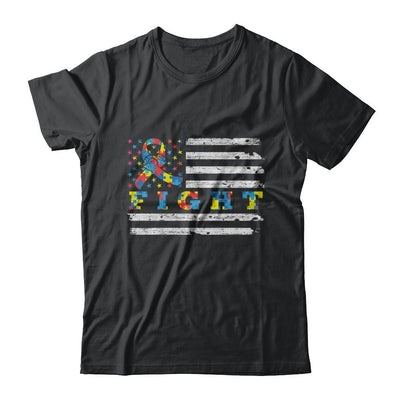 Fight Autism Ribbon US Flag Autism Awareness-T-Shirt & Hoodie-Classic T-Shirt-Black