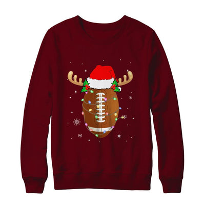 Santa Hat Football Reindeer Christmas Gifts-T-Shirt & Sweatshirt-Crewneck Sweatshirt-Maroon