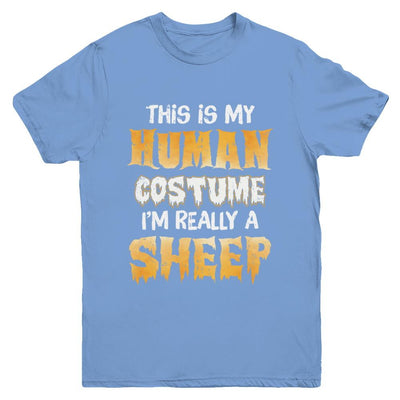 This Is My Human Costume Sheep Halloween Youth-Youth Shirt-Youth T-Shirt-Carolina Blue