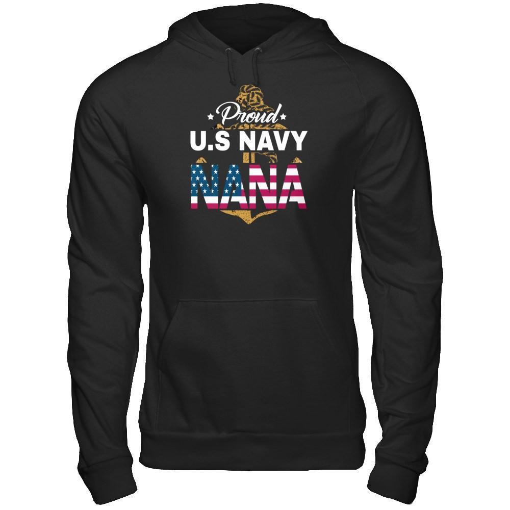 Proud US Navy Nana-T-Shirt & Hoodie-Pullover Hoodie-Black