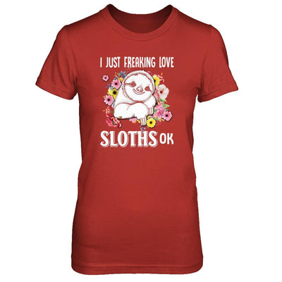 I Just Freaking Love Sloths-T-Shirt & Tank Top-Women's T-Shirt-Red