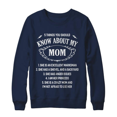 5 Things You Should Know About My Mom Daughter-T-Shirt & Sweatshirt-Crewneck Sweatshirt-Navy