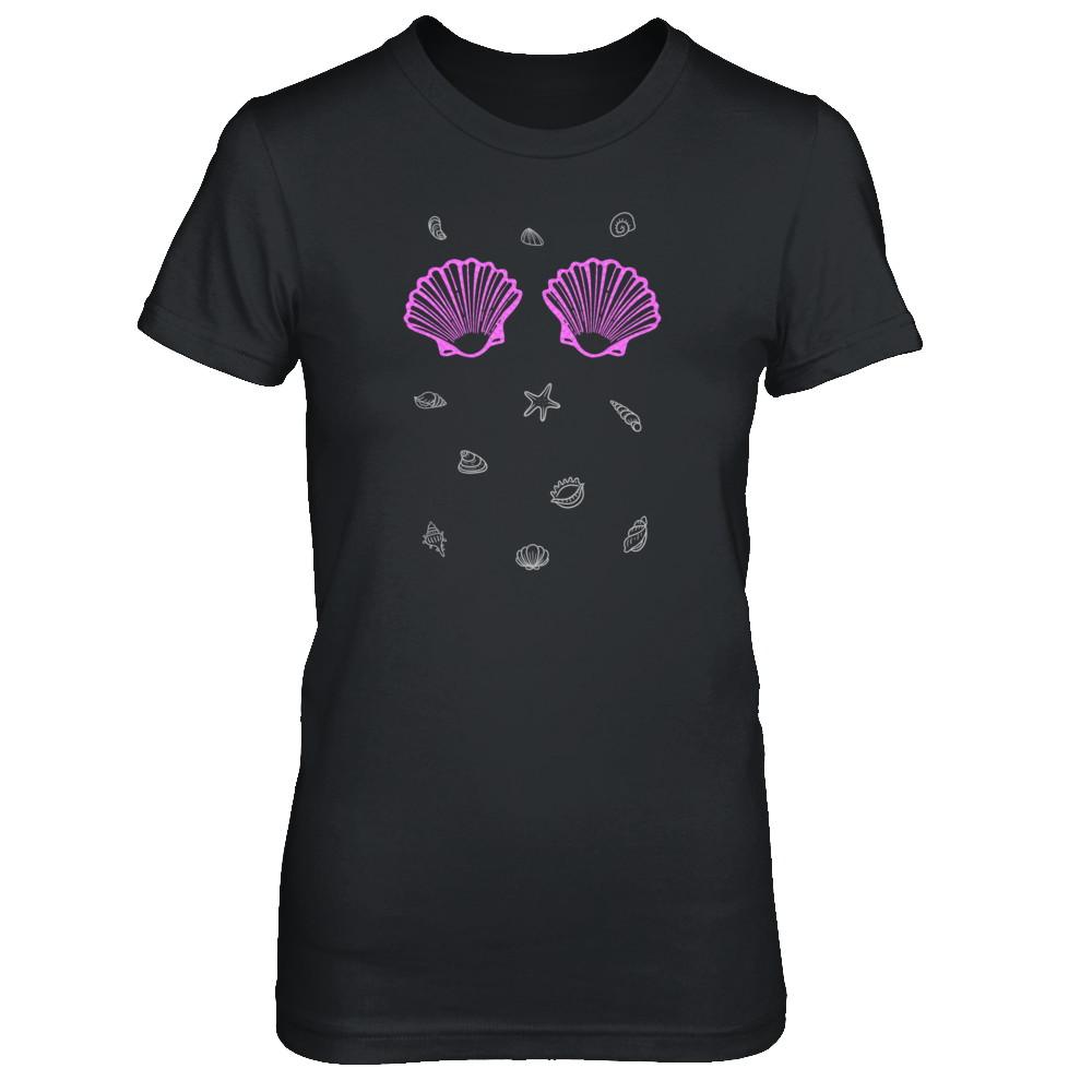 Mermaid Shell Sea Shell Bra Top-T-Shirt & Tank Top-Women's T-Shirt-Black