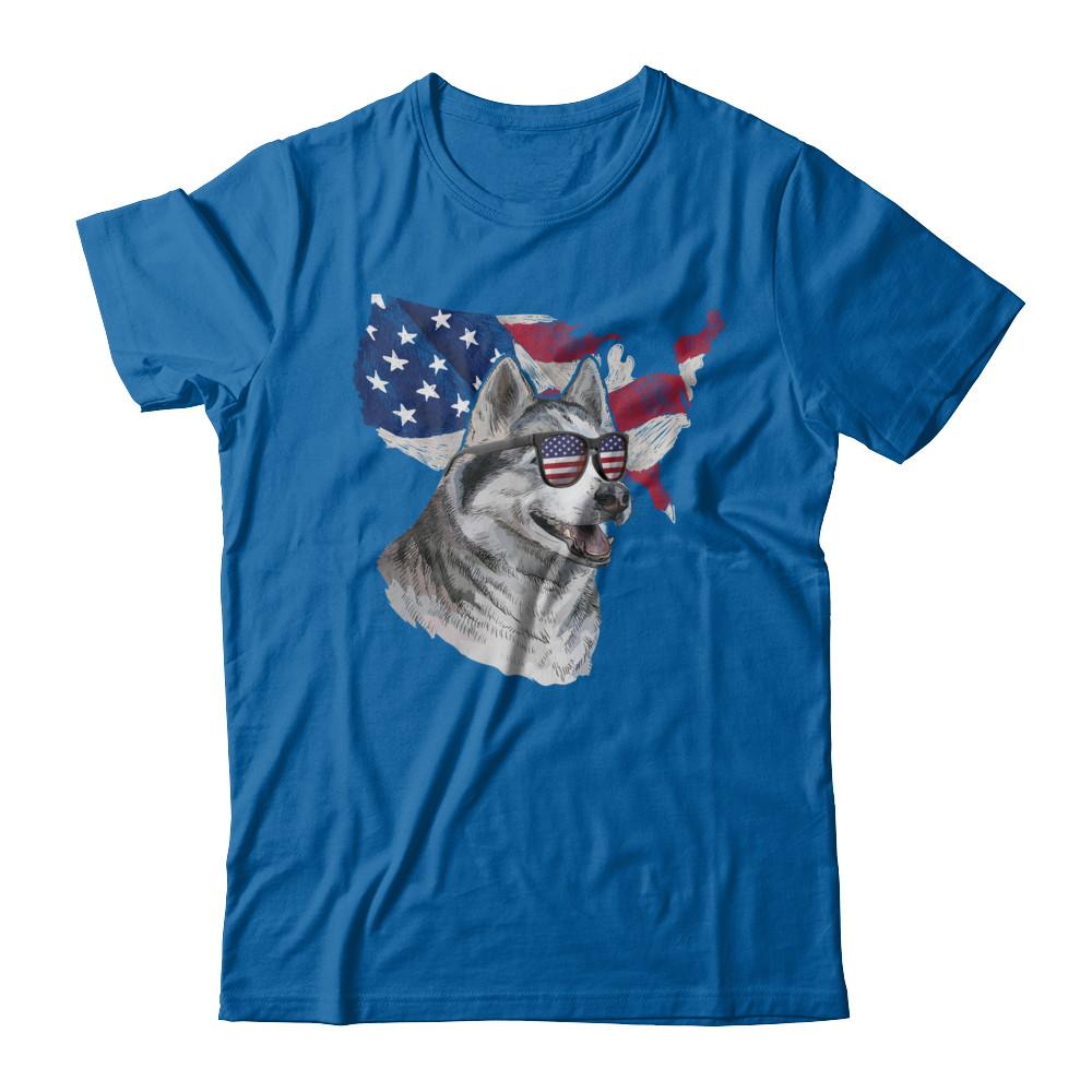 Funny Patriot Husky Dog 4Th Of July American Flag-T-Shirt & Hoodie-Classic T-Shirt-Royal