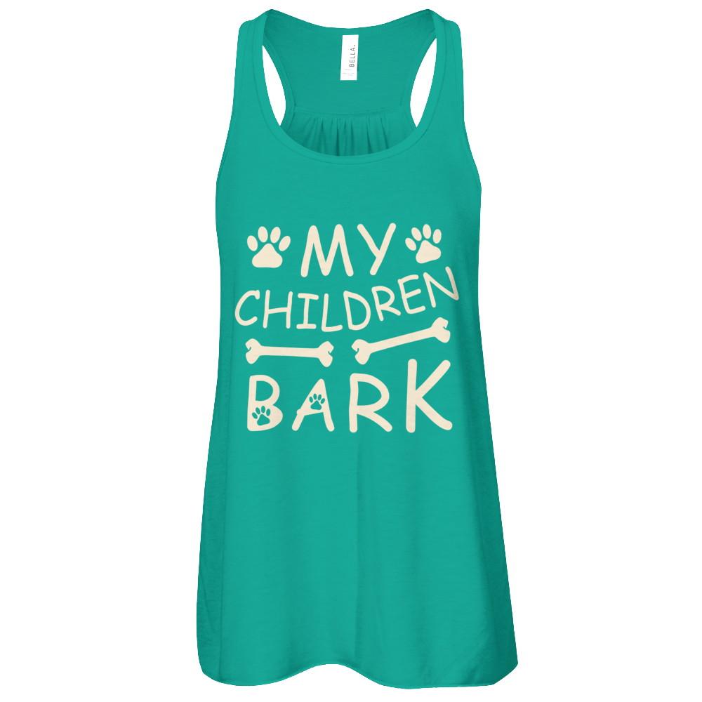 My Children Bark Dog Mom Lover-T-Shirt & Tank Top-Women's Flowy Racerback Tank-Kelly