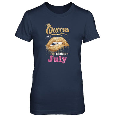 Lipstick Black Queens Are Born In July Birthday Gift-T-Shirt & Tank Top-Women's T-Shirt-Navy