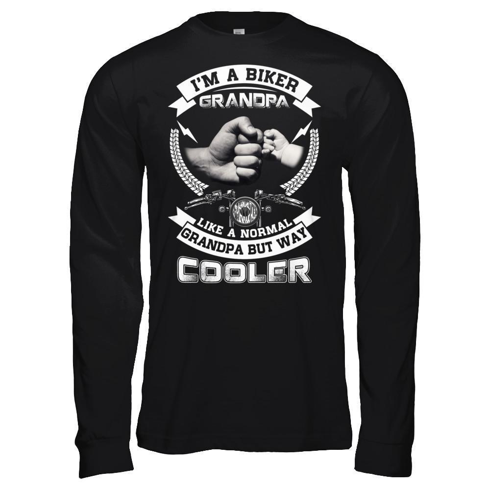 I'm A Biker Grandpa Like A Normal Grandpa But Way Cooler-T-Shirt & Hoodie-Long Sleeve T-Shirt-Black