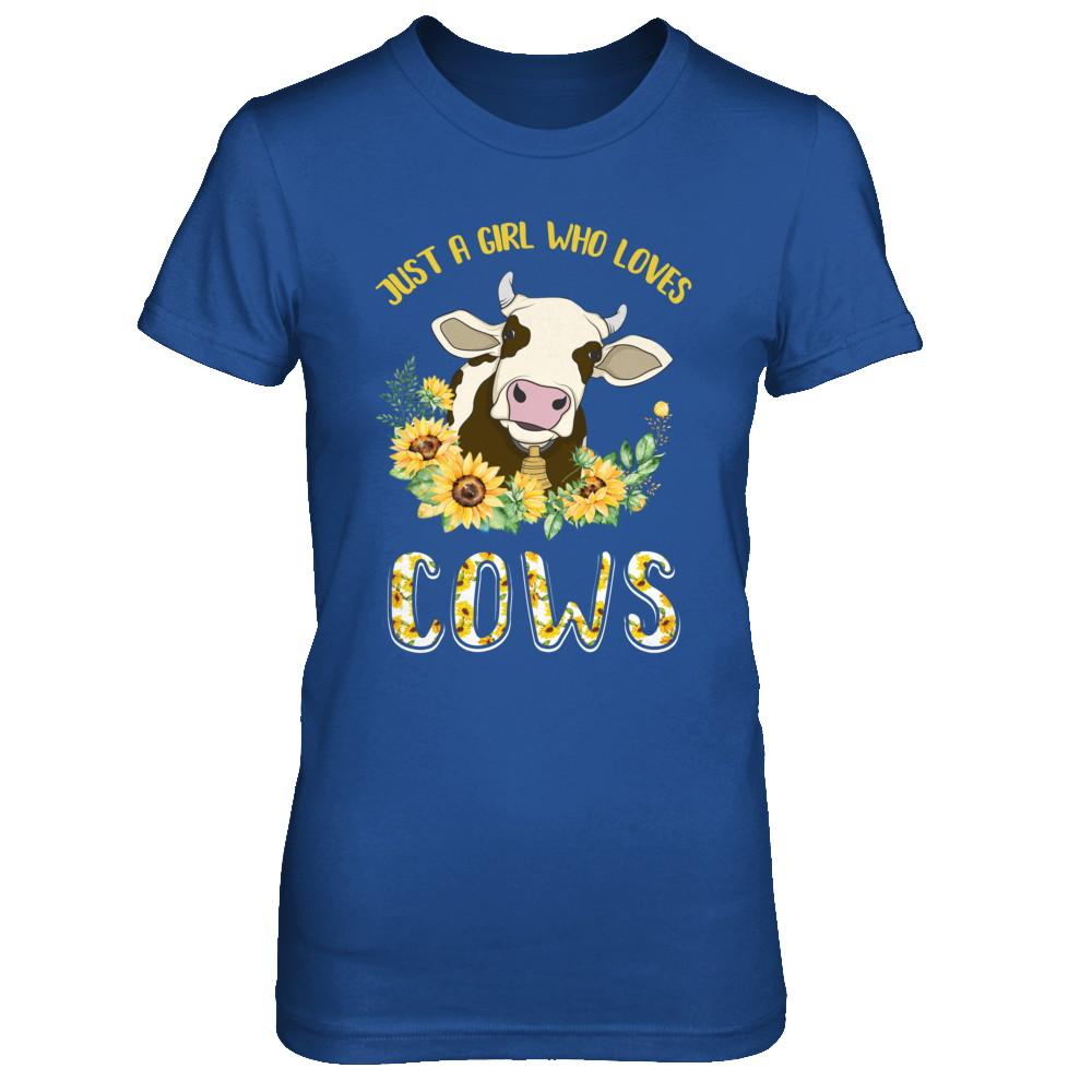 Just A Girl Who Loves Cows And Sunflowers-T-Shirt & Hoodie-Women's T-Shirt-Royal