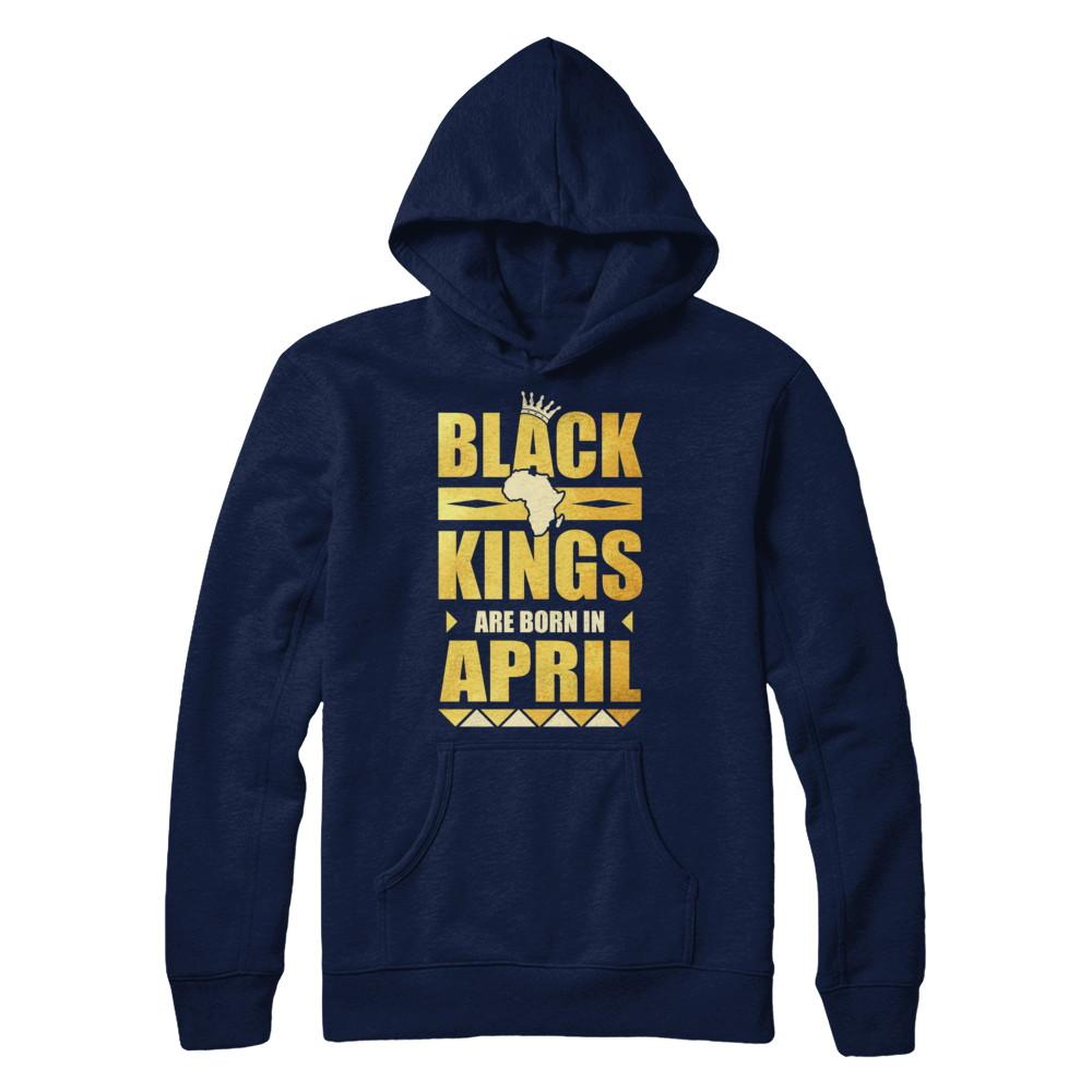 Black Kings Are Born In April Birthday-T-Shirt & Hoodie-Pullover Hoodie-Navy