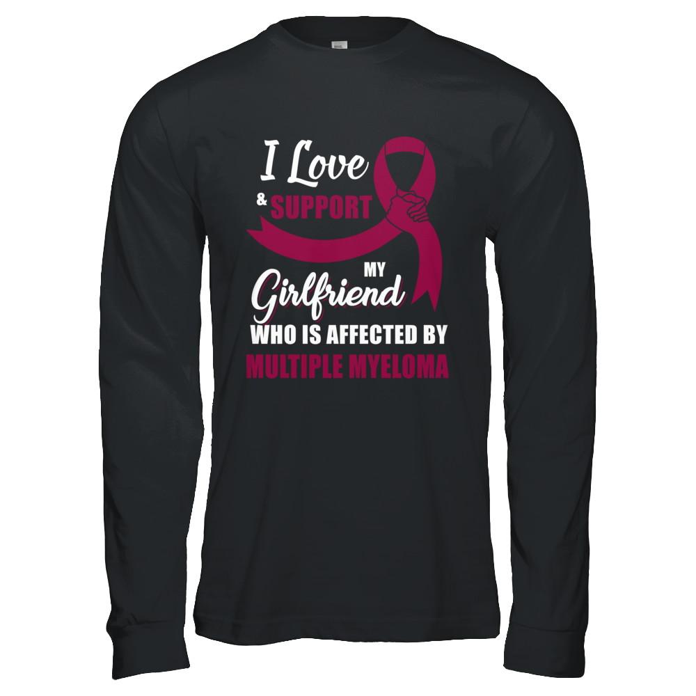 Multiple Myeloma Awareness Support Burgundy Girlfriend Boyfriend-T-Shirt & Hoodie-Long Sleeve T-Shirt-Black